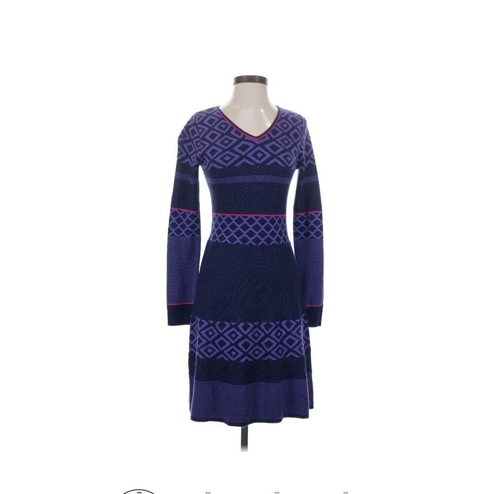 Krimson Klover Fair Isle Sweater Dress Womens XS Long Sleeve Wool Blend